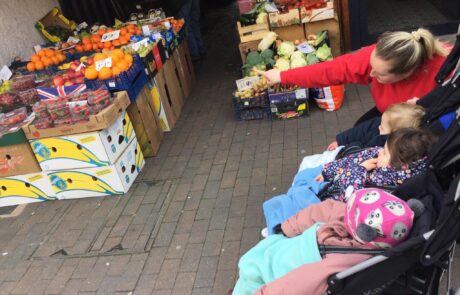 nursery children shopping for nurtionally balanced and healthy food